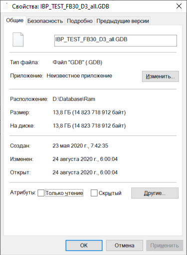 Properties of Database File