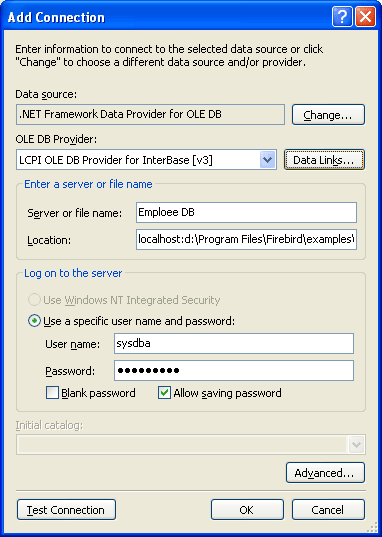 Add connection to InterBase Firebird