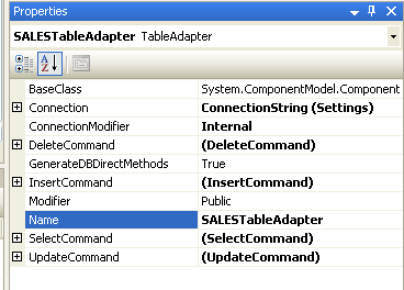 Table Adapter properties