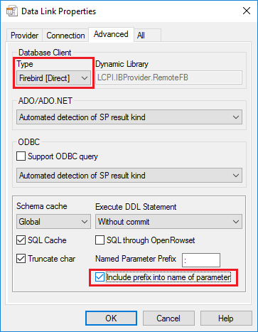 Data Links. Additional page for connection settings