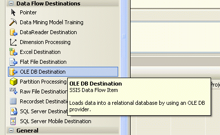 OLE DB Destination. Integration Services