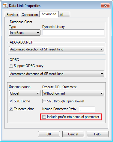 Screenshot. Setup of initialization property "named_param_rules" through the user interface of "Data Links" dialog.