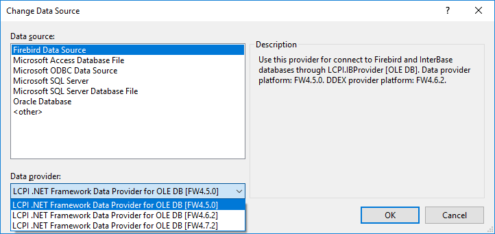 Dialog for Data Source Selection