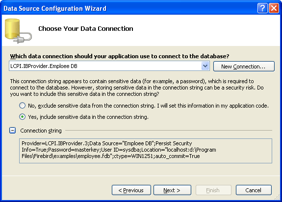 Configuration wizzard. Подключение к Firebird 2