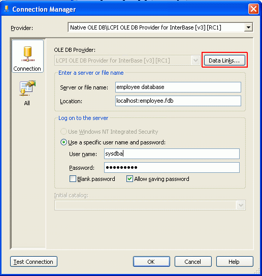 Create OLE DB Connection. Integration Services
