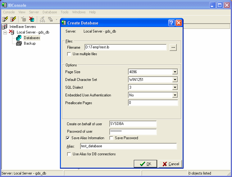Create InterBase database