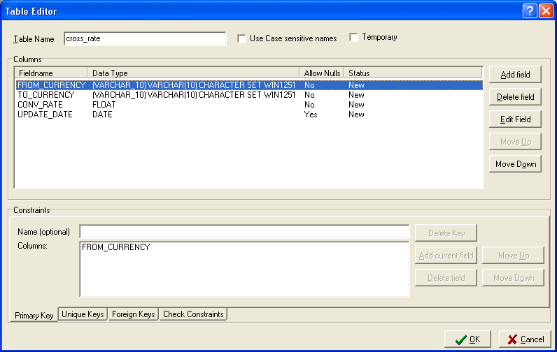 Create InterBase tables